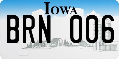 IA license plate BRN006