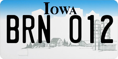IA license plate BRN012