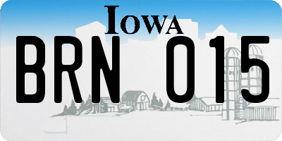 IA license plate BRN015