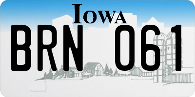 IA license plate BRN061