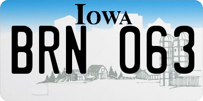 IA license plate BRN063