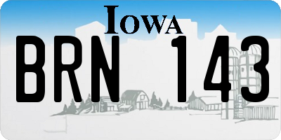 IA license plate BRN143