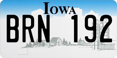 IA license plate BRN192