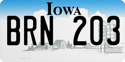 IA license plate BRN203