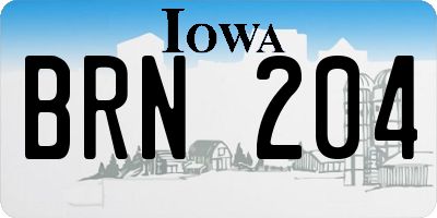 IA license plate BRN204