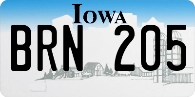 IA license plate BRN205