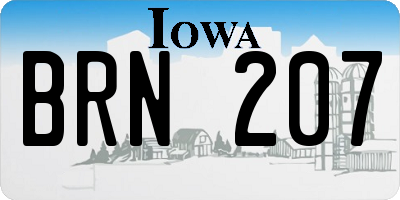 IA license plate BRN207