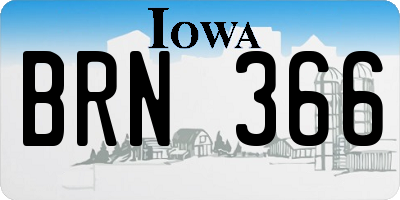 IA license plate BRN366