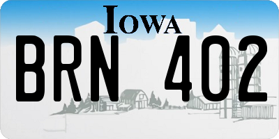 IA license plate BRN402