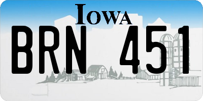 IA license plate BRN451