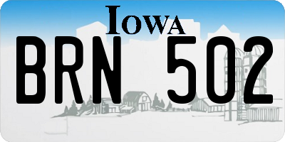 IA license plate BRN502