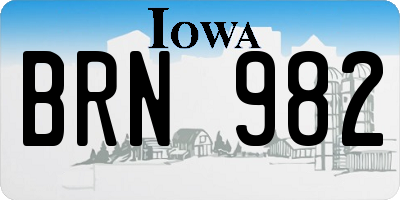 IA license plate BRN982