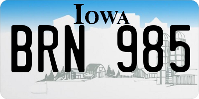 IA license plate BRN985