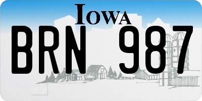 IA license plate BRN987