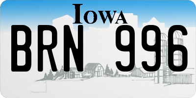 IA license plate BRN996