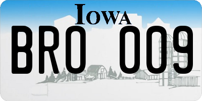 IA license plate BRO009