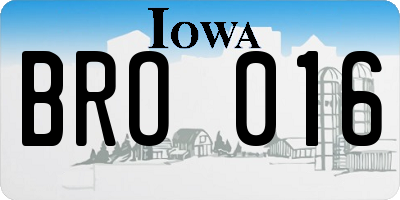IA license plate BRO016