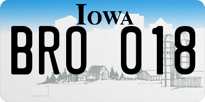 IA license plate BRO018