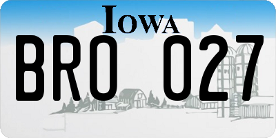 IA license plate BRO027