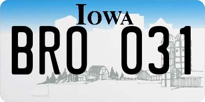 IA license plate BRO031