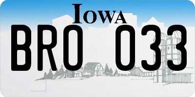 IA license plate BRO033