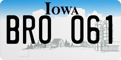 IA license plate BRO061