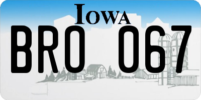 IA license plate BRO067