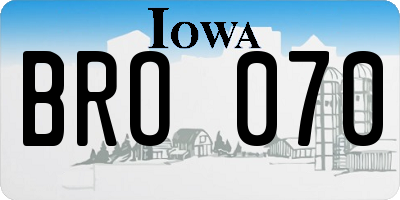 IA license plate BRO070