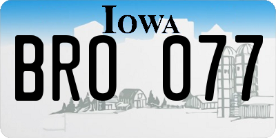 IA license plate BRO077