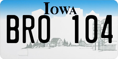 IA license plate BRO104