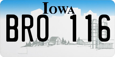 IA license plate BRO116