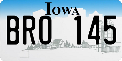 IA license plate BRO145