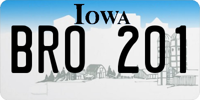 IA license plate BRO201