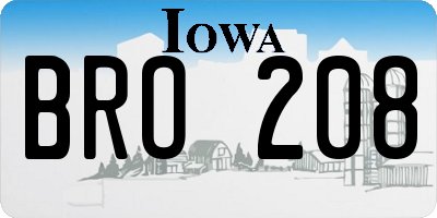 IA license plate BRO208