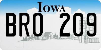 IA license plate BRO209