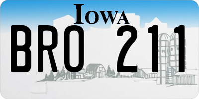 IA license plate BRO211