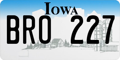 IA license plate BRO227