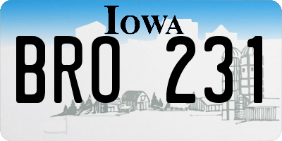 IA license plate BRO231
