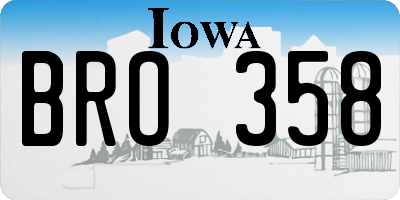 IA license plate BRO358