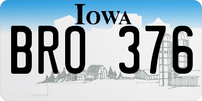 IA license plate BRO376