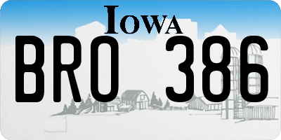 IA license plate BRO386