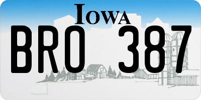IA license plate BRO387