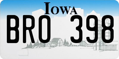 IA license plate BRO398