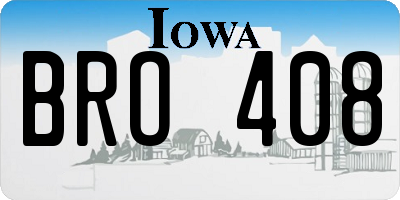 IA license plate BRO408