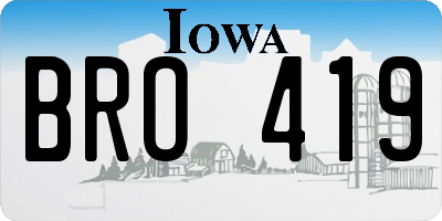IA license plate BRO419