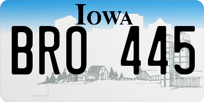IA license plate BRO445