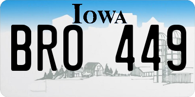 IA license plate BRO449