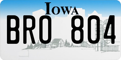 IA license plate BRO804