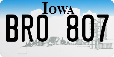 IA license plate BRO807