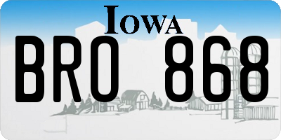 IA license plate BRO868